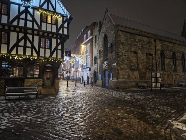 Castle Square in Lincoln, England at Christmas